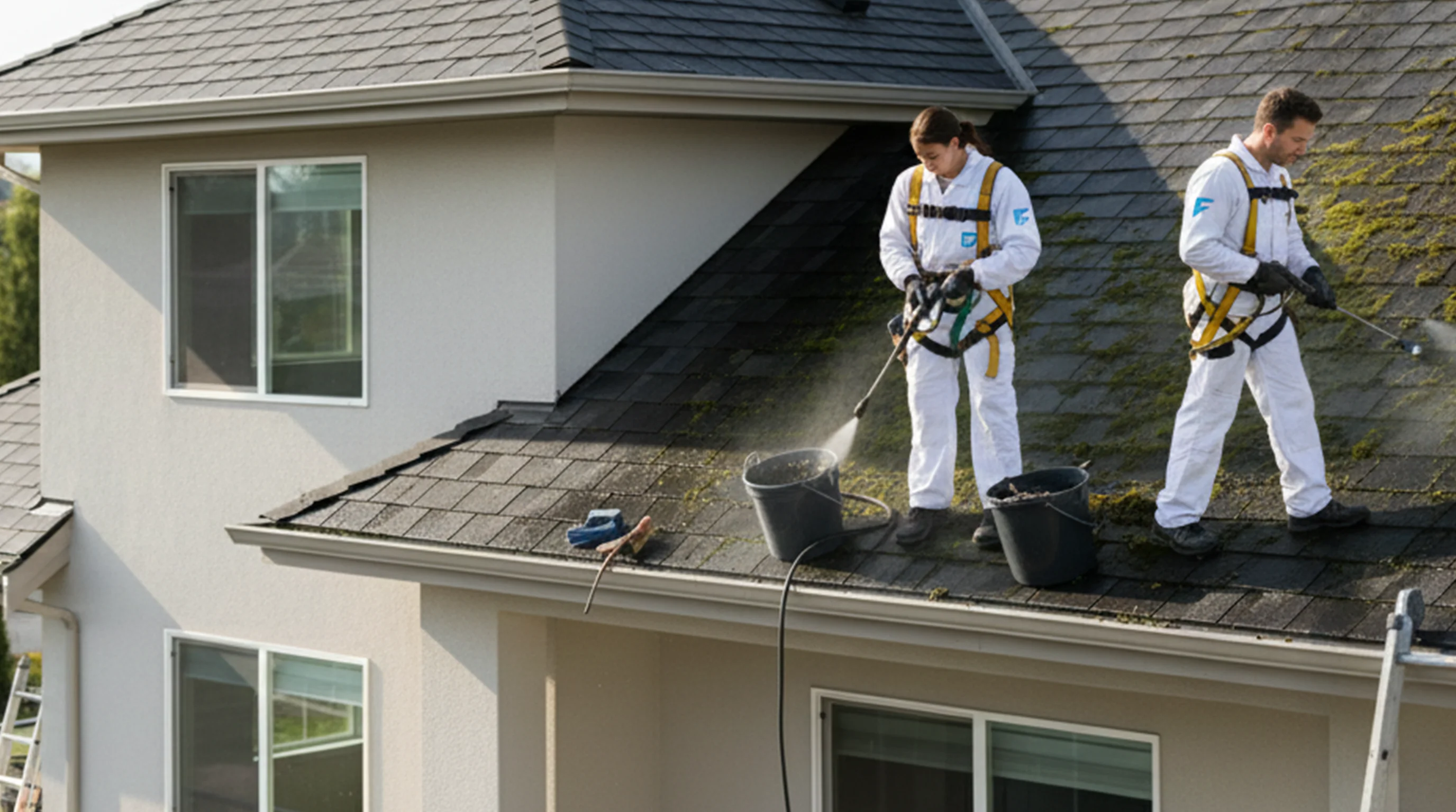 Démoussage de toiture et nettoyage des gouttières - Mobile